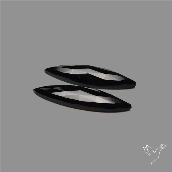 Rose Cut Black Onyx Pair