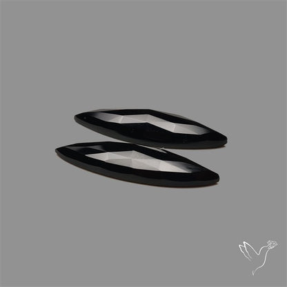 Rose Cut Black Onyx Pair