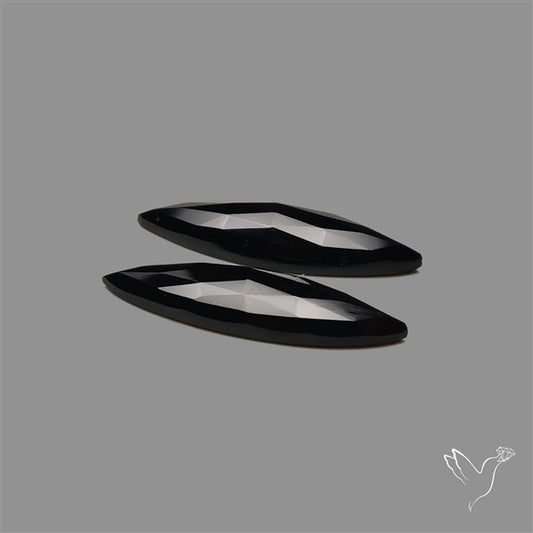 Rose Cut Black Onyx Pair