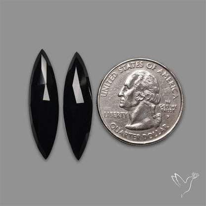 Rose Cut Black Onyx Pair