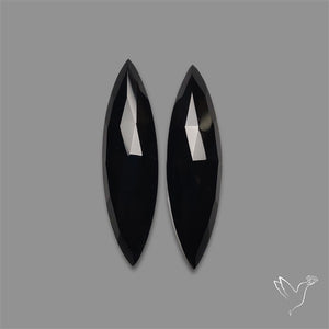 Rose Cut Black Onyx Pair