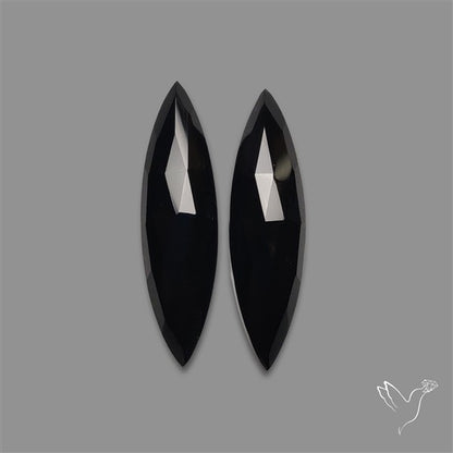 Rose Cut Black Onyx Pair
