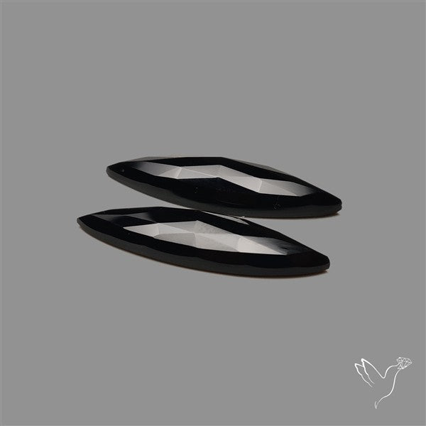 Rose Cut Black Onyx Pair