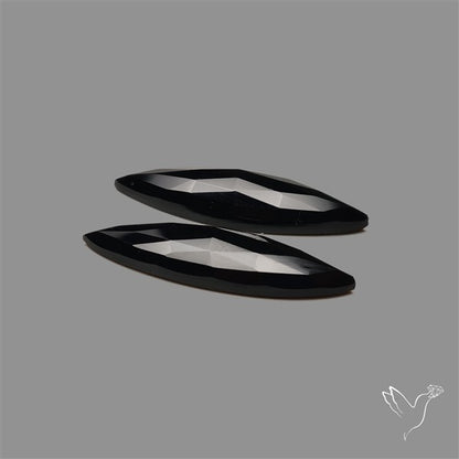 Rose Cut Black Onyx Pair