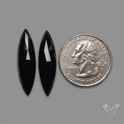 Rose Cut Black Onyx Pair