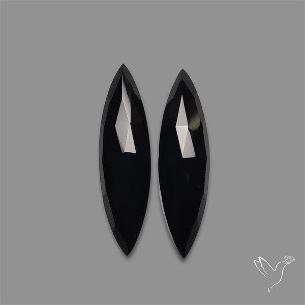 Rose Cut Black Onyx Pair
