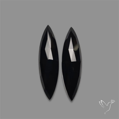 Rose Cut Black Onyx Pair