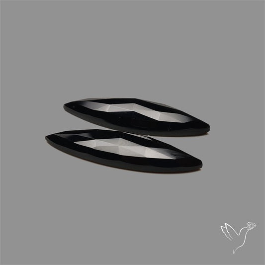 Rose Cut Black Onyx Pair