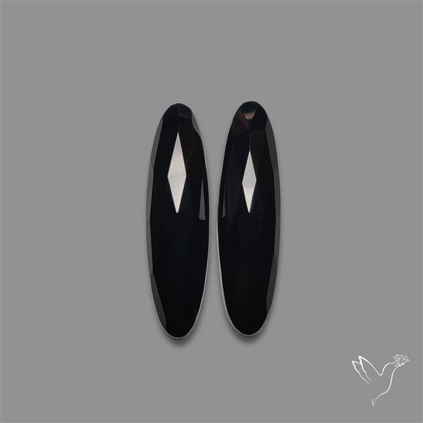 Rose Cut Black Onyx Pair