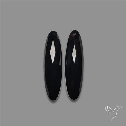 Rose Cut Black Onyx Pair
