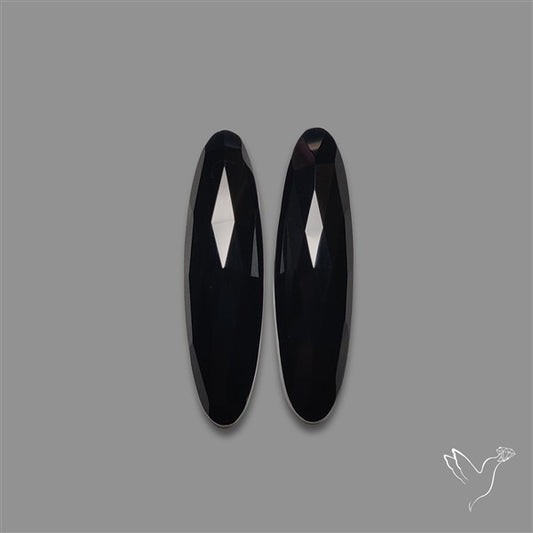 Rose Cut Black Onyx Pair