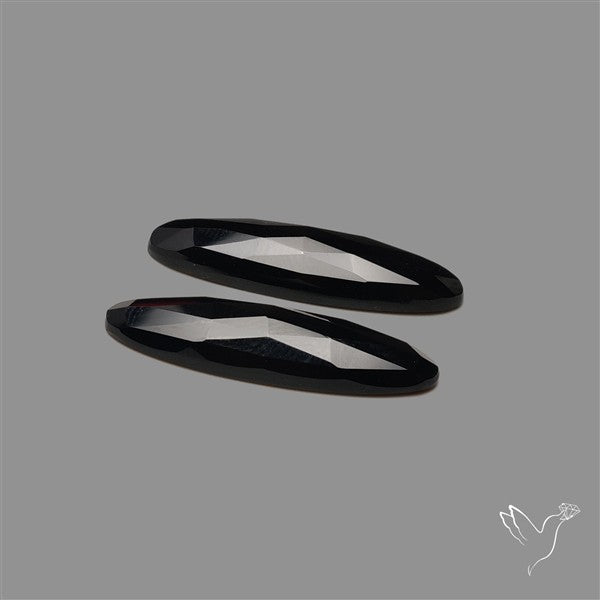 Rose Cut Black Onyx Pair
