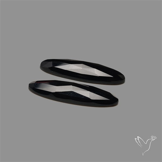 Rose Cut Black Onyx Pair