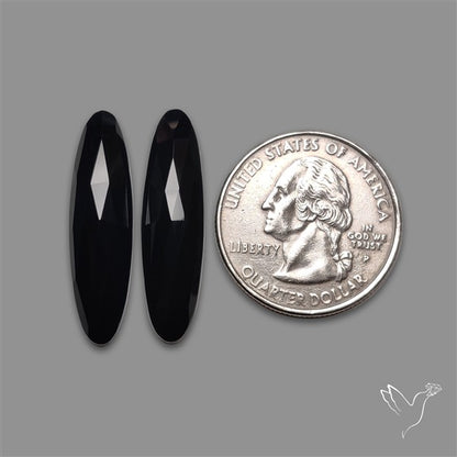 Rose Cut Black Onyx Pair