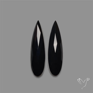 Rose Cut Black Onyx Pair