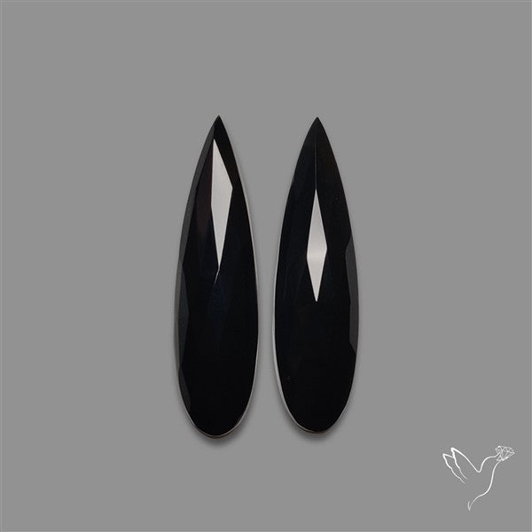 Rose Cut Black Onyx Pair