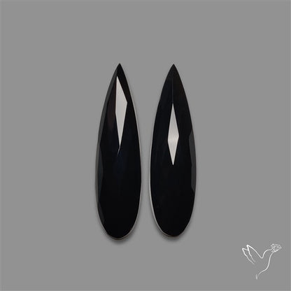 Rose Cut Black Onyx Pair
