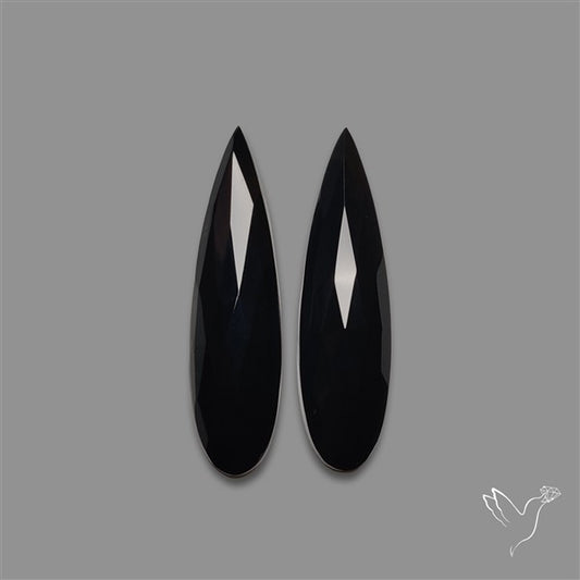 Rose Cut Black Onyx Pair