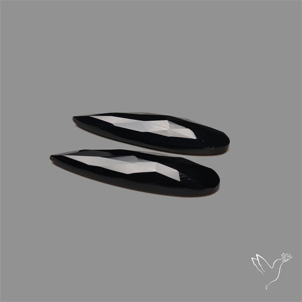Rose Cut Black Onyx Pair