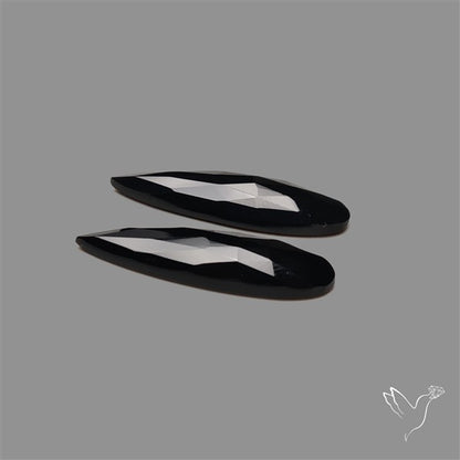 Rose Cut Black Onyx Pair