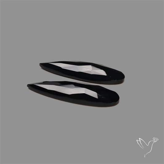 Rose Cut Black Onyx Pair