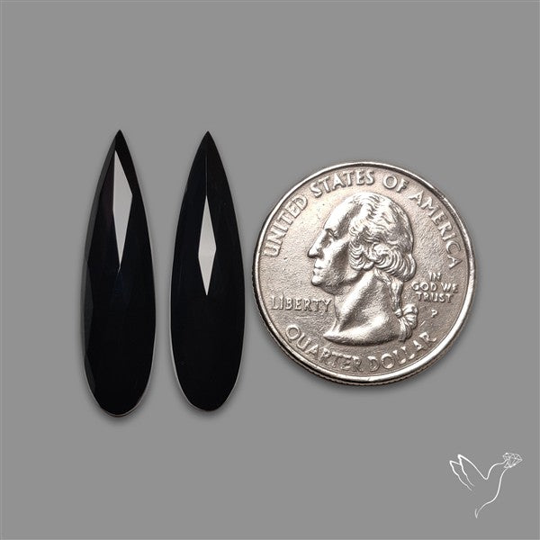 Rose Cut Black Onyx Pair