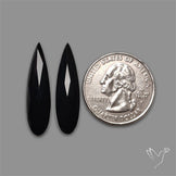 Rose Cut Black Onyx Pair