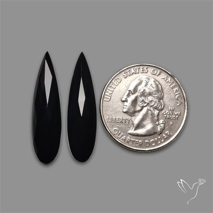 Rose Cut Black Onyx Pair