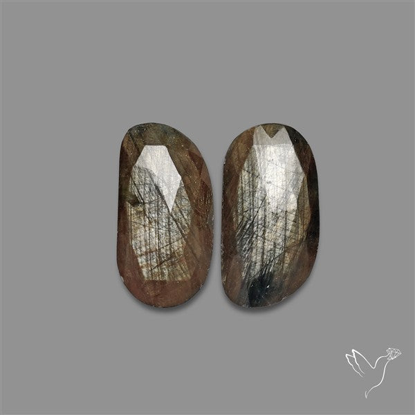 Rose Cut Golden Sapphire Pair with Flash