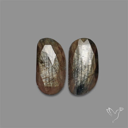 Rose Cut Golden Sapphire Pair with Flash