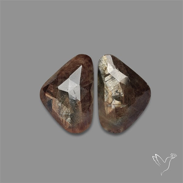 Rose Cut Golden Sapphire Pair with Flash