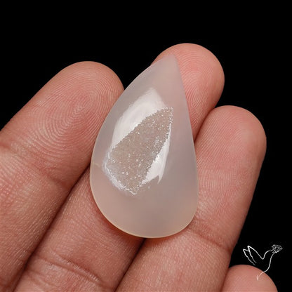 White Chalcedony Druzy Pocket