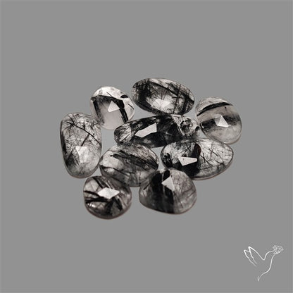 Rose Cut Black Tourmalinated Quartz Lot