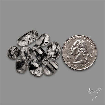 Rose Cut Black Tourmalinated Quartz Lot