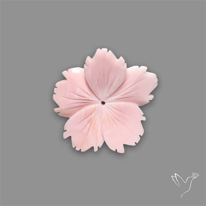 Pink Conch Shell Floral Carving (not flat backed)