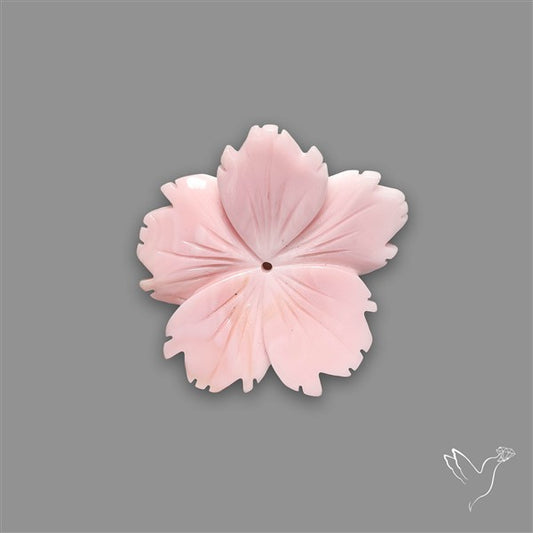 Pink Conch Shell Floral Carving (not flat backed)