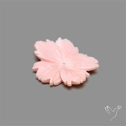 Pink Conch Shell Floral Carving (not flat backed)