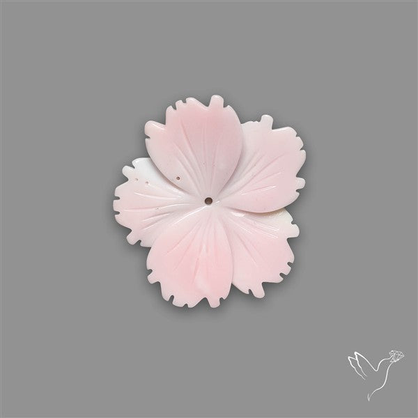 Pink Conch Shell Floral Carving (not flat backed)