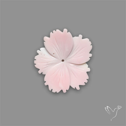 Pink Conch Shell Floral Carving (not flat backed)