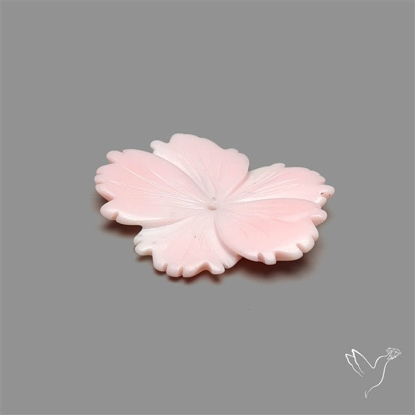 Pink Conch Shell Floral Carving (not flat backed)