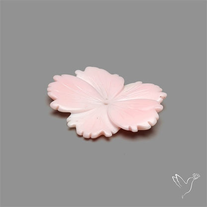 Pink Conch Shell Floral Carving (not flat backed)
