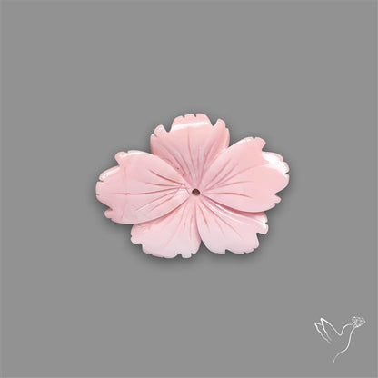 Pink Conch Shell Floral Carving (not flat backed)