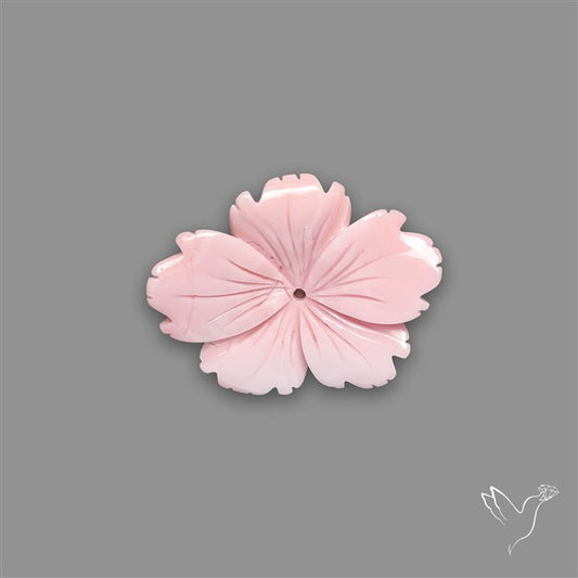 Pink Conch Shell Floral Carving (not flat backed)