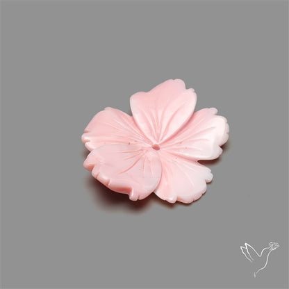 Pink Conch Shell Floral Carving (not flat backed)