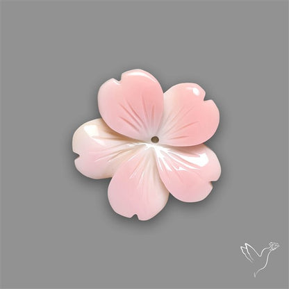 Pink Conch Shell Floral Carving (not flat backed)