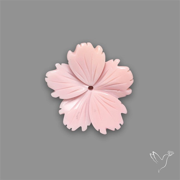Pink Conch Shell Floral Carving (not flat backed)