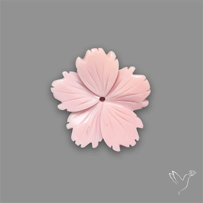 Pink Conch Shell Floral Carving (not flat backed)