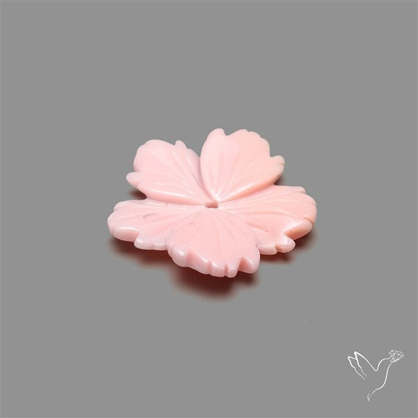 Pink Conch Shell Floral Carving (not flat backed)