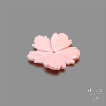 Pink Conch Shell Floral Carving (not flat backed)