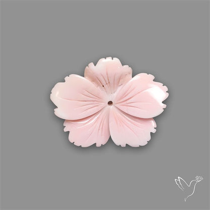Pink Conch Shell Floral Carving (not flat backed)